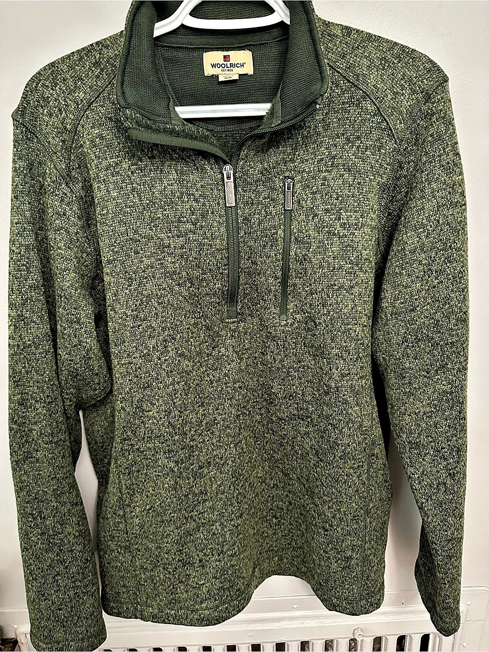 Woolrich Men's Green Quarter-Zip Pullover Size Medium